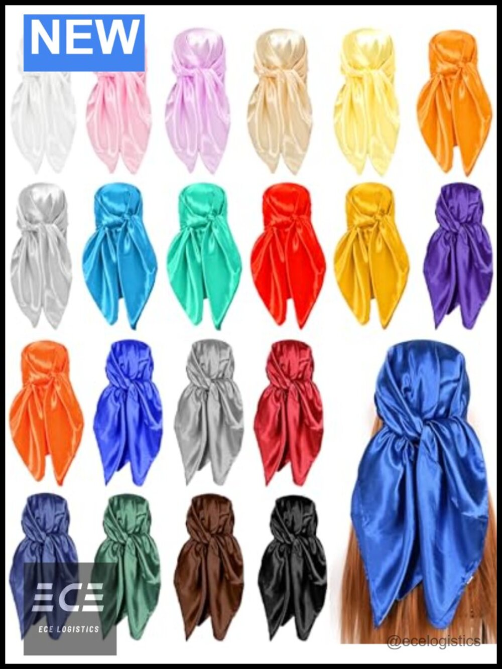 Satin Head Scarf Large Square Silk Feeling Hair Wrapping Scarves